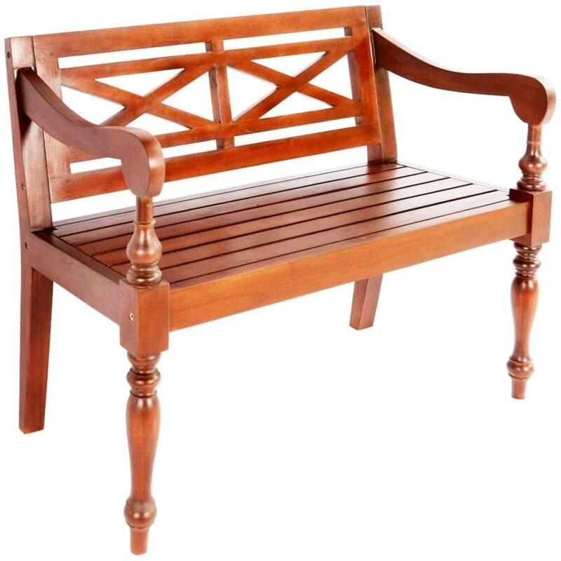 Image of vidaXL Solid Mahogany Wood Batavia Bench 98x50x82cm Dark Brown Entryway Seat