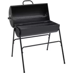 Image of Barrel Grill with 2 Cooking Grids Black 80x95x90cm Steel Vidaxl Black