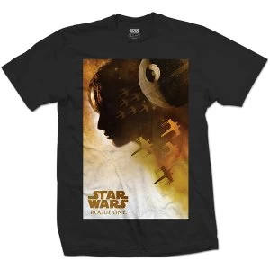 Image of Star Wars - Rogue One Jyn Silhouette Unisex Large T-Shirt - Black
