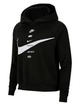 Image of Nike NSW Swoosh Pullover Hoodie - Black, Size XS, Women