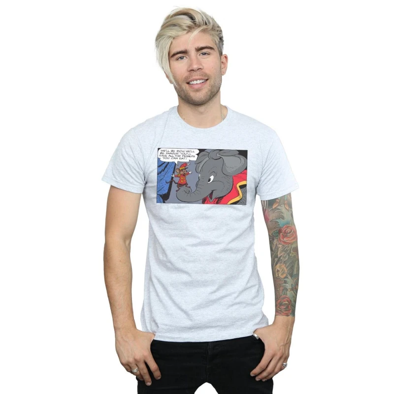 Image of Disney Men Dumbo Rich And Famous T-Shirt in Grey Size: Small Grey S Male 5057955955164