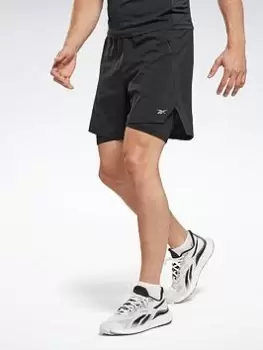 Image of Reebok Running Two-In-One Shorts - Black, Size S, Men