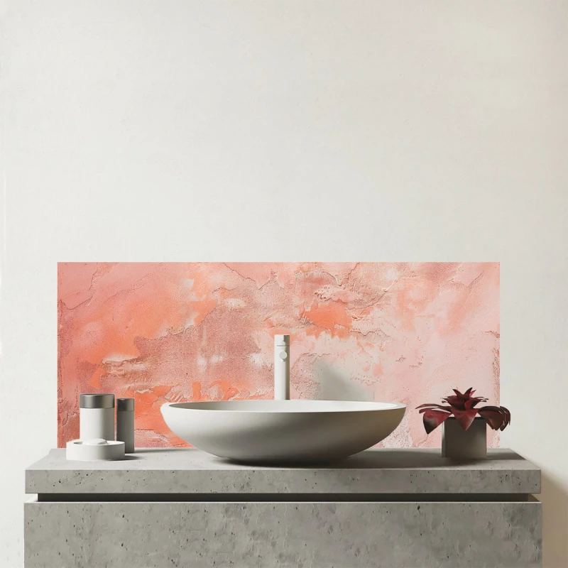 Image of Warren Reed - Designer Pink Grunge Effect Glass Bathroom Splashback Pink Unisex