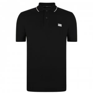 Image of CP COMPANY Short Sleeve Tipped Polo Shirt - Black 999