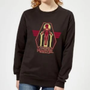 Image of Captain Marvel Flying Warrior Womens Sweatshirt - Black - M