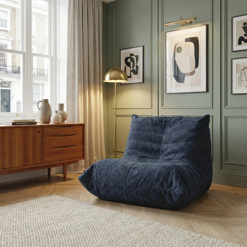 Image of Urban Meuble Luxury Chenille Bean Bag Lazy Sofa Blue unisex One Size