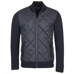 Image of Barbour Mens Arch Diamond Quilt Knit Navy Medium
