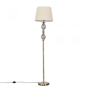 Image of Pembroke Antique Brass Twist Floor Lamp with Beige Aspen Shade