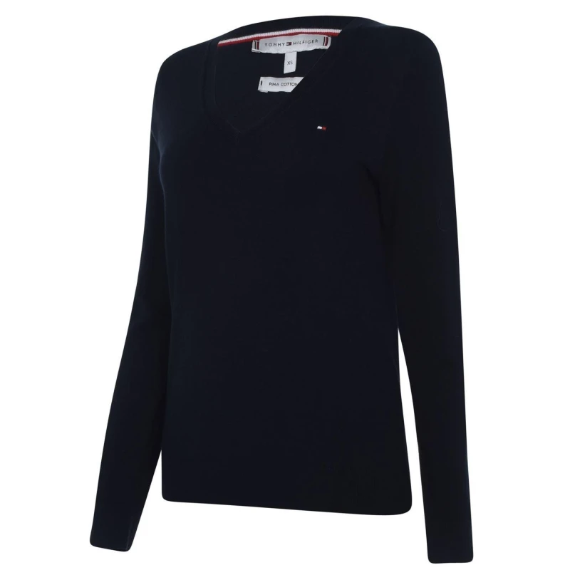 Image of Tommy Hilfiger V Neck Sweater Blue Female M QJ37402