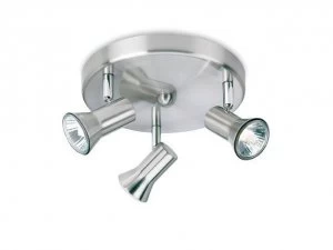 Image of 3 Light Flush Brushed Steel, GU10