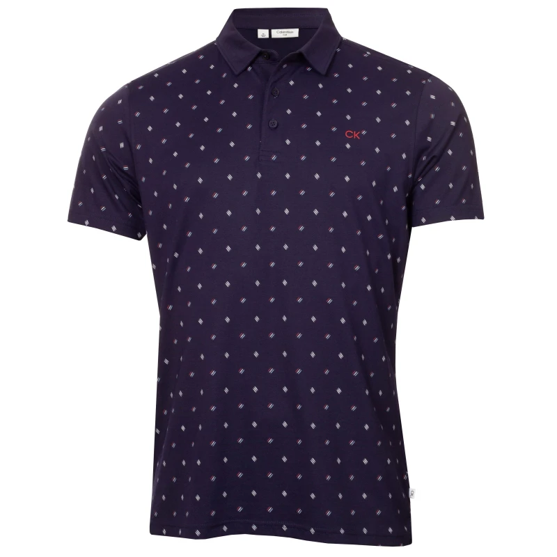 Image of Calvin Klein Golf Mens Short Sleeve Performance Polo Shirt Eveningb male Small