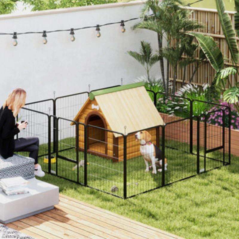 Image of Pawhut Dog Pen, 12-Panel Puppy Pen For Medium Dogs, 80Cm High, Black
