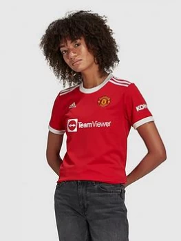 Image of adidas Manchester United Womens 21/22 Home Shirt - Red, Size 2XL, Women