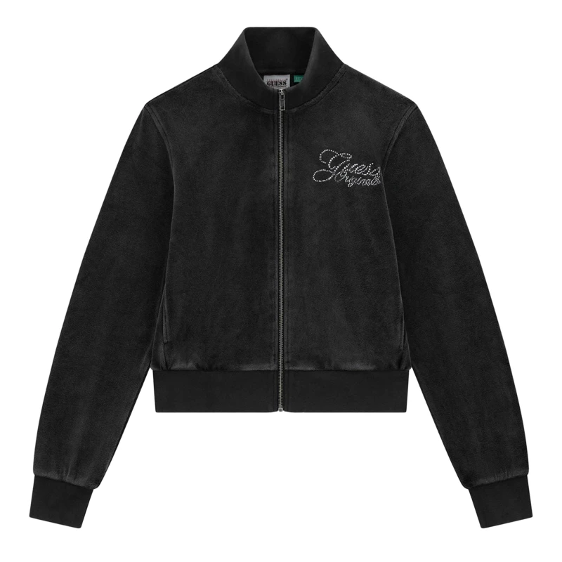Image of Guess Womens Velour Tracksuit Jet BLACK female 8 (XS)