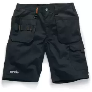 Image of Scruffs Trade Flex Slim Fit Work Shorts With Holster Pockets Black Hardwearing (Various Sizes)