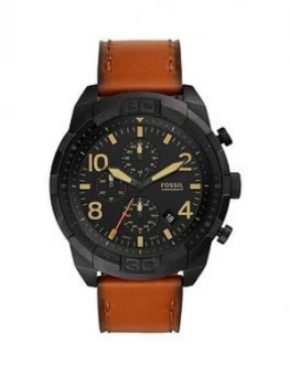 Image of Fossil Bronson Black Multi Dial Tan Strap Men Watch