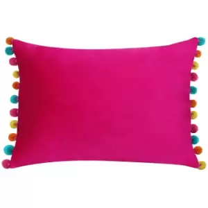 Image of Fiesta Velvet Cushion Hot Pink/Multi