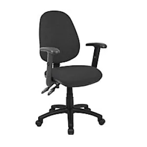 Image of Permanent Contact Backrest Task Operator Chair Height Adjustable Arms Vantage 100 Charcoal Seat Without Headrest High Back