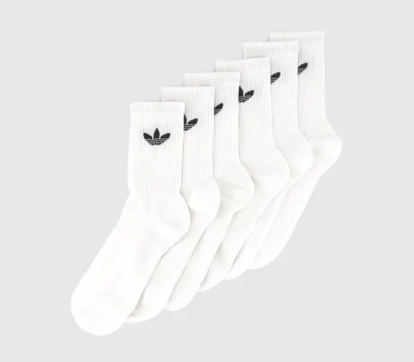 Image of Adidas Crew Socks 6 Pack White Black, S
