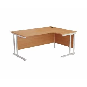 Image of TC Office Start White Cantilever Frame Right Hand Crescent Desk 1600x1200mm, Beech