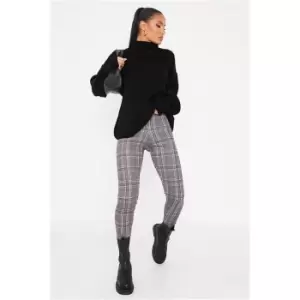 Image of I Saw It First Beige Check High Waisted Leggings - Brown