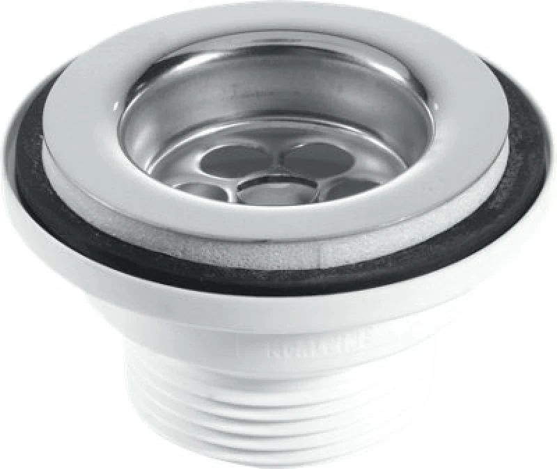 Image of McAlpine BSW2PC 60mm Stainless Steel Flange Centre Pin Basin Waste with Black PVC Plug Black