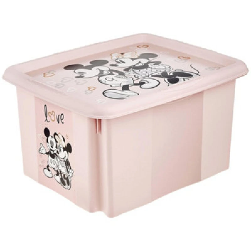Image of Keeeper Minnie Mouse Storage Box With Lid 24 Litre Nordic Pink
