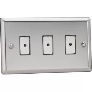 Image of Varilight 3-Gang V-Pro Eclique2 Touch/Remote Control LED Dimmer - Polished Chrome - JCE103