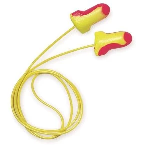 Image of Howard Leight Laser Lite Disposable Corded Earplugs MagentaYellow Polybag Pack 100 Pairs