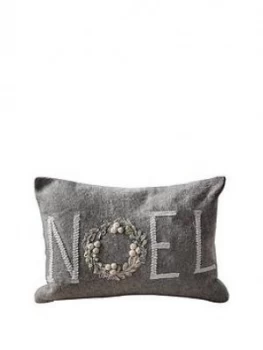 Image of Gallery Noel Wreath Embroidered Cushion Natural 300X400Mm