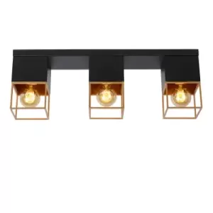 Image of Rixt Modern Flush Ceiling Light - 3xE27 - Black