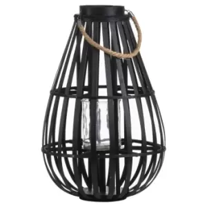 Image of Floor Standing Domed Wicker Lantern With Rope Detail