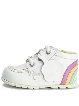 Image of Kickers Kick Hi Baby Rainbow Boot, White, Size 2 Younger