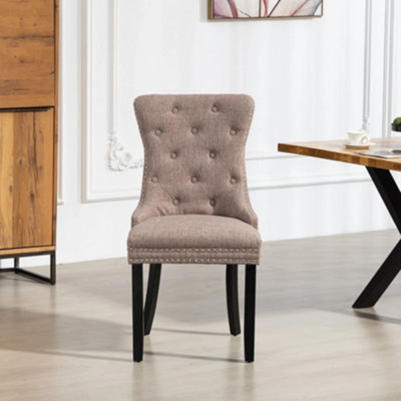 Image of Rivara Fabric Dining Chairs - Set Of 2 - Dark Brown