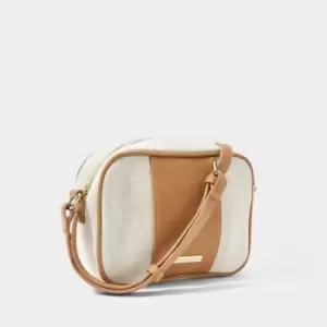 Image of Amalfi Canvas Crossbody Bag in Cream and Light Brown KLB2122