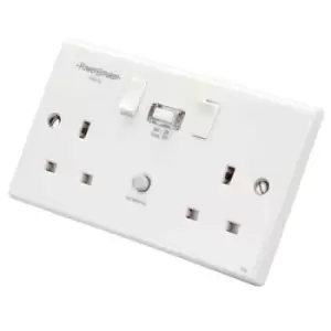 Image of Powerbreaker 13A 2 Gang Type A Passive Rcd Socket - K22-WP