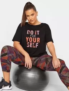 Image of Yours Do It For Your Self Active Top Black, Size 24, Women