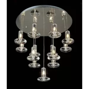 Image of Diyas - Round Troy pendant light 13 polished chrome/crystal bulbs