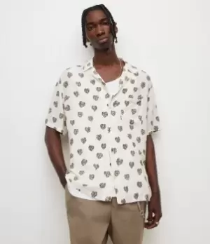 Image of AllSaints Mens Snakeheart Shirt, Cloud White, Size: M