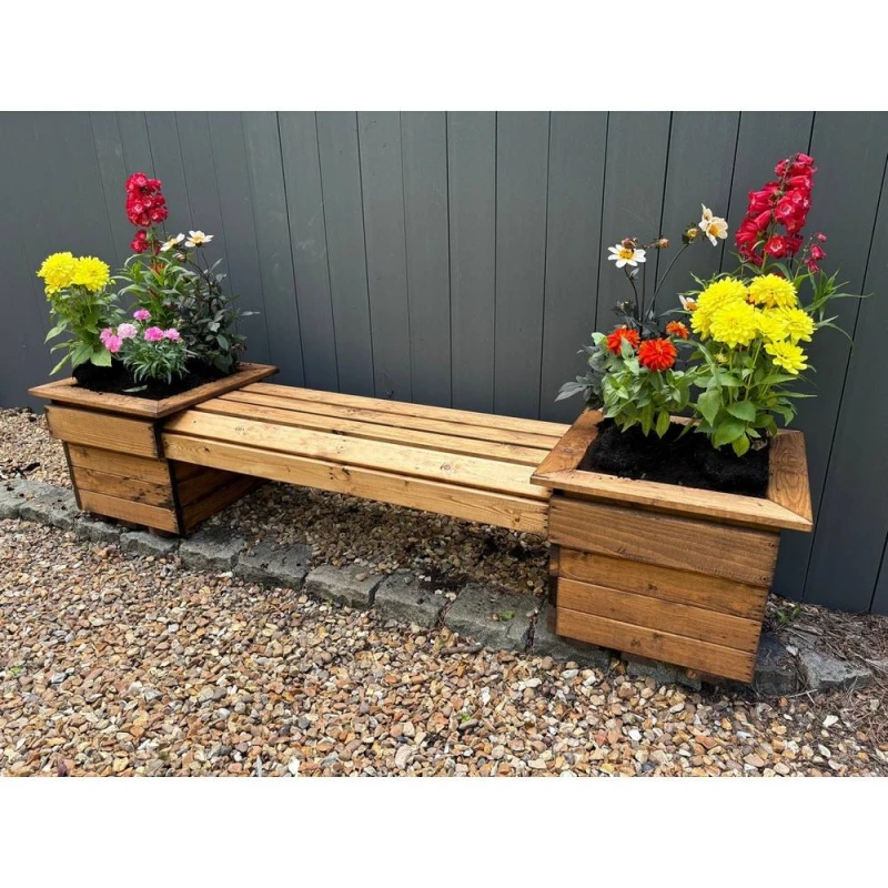 Image of Charles Taylor Knights Double Planter Bench Flat Packed - L47 x W189 x H39cm in Brown Brown Unisex