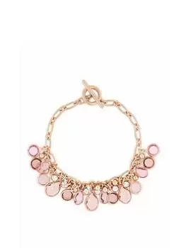 Image of Mood Rose Gold Tonal Pink Peardrop Charm Bracelet