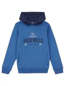 Image of Jack Wills Boys Finest Quality Hoodie - Navy, Size 7-8 Years