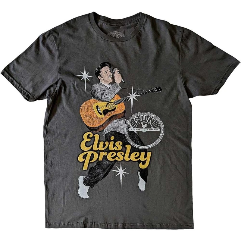 Image of Elvis Presley Mens Toes Sun Rrds T-Shirt in Charcoal Size: Medium Charcoal Male M