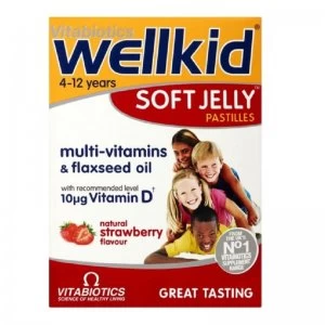 Image of Vitabiotics Wellkid Soft Jelly Pastilles 4-12 Years - 30 Strawberry Flavour Pastilles