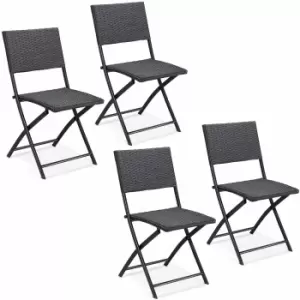 Image of Rattan Folding Chair Rom 4Pcs Black