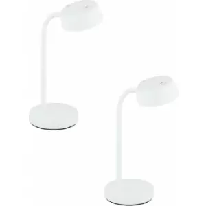 Image of 2 PACK Table Desk Lamp Colour Plain White Rocker Switch Bulb LED 4.5W Included