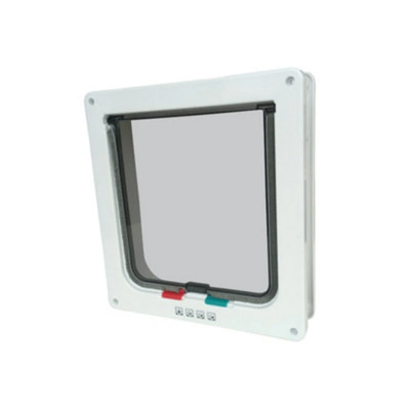 Image of M-Pets Doras Cat Door With Tunnel White - Big Cat - 4 Way Locking