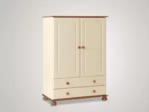 Image of Furniture To Go Copenhagen Cream and Pine 2 Door 2 Drawer Childrens Small Wardrobe Flat Packed