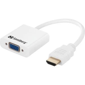 Image of Sandberg HDMI Male to VGA Female Converter Cable with Audio Port (3.5mm) and Optional USB Power, 5 Year Warranty