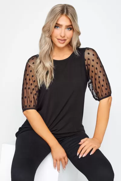 Image of Spot Mesh Sleeve Top